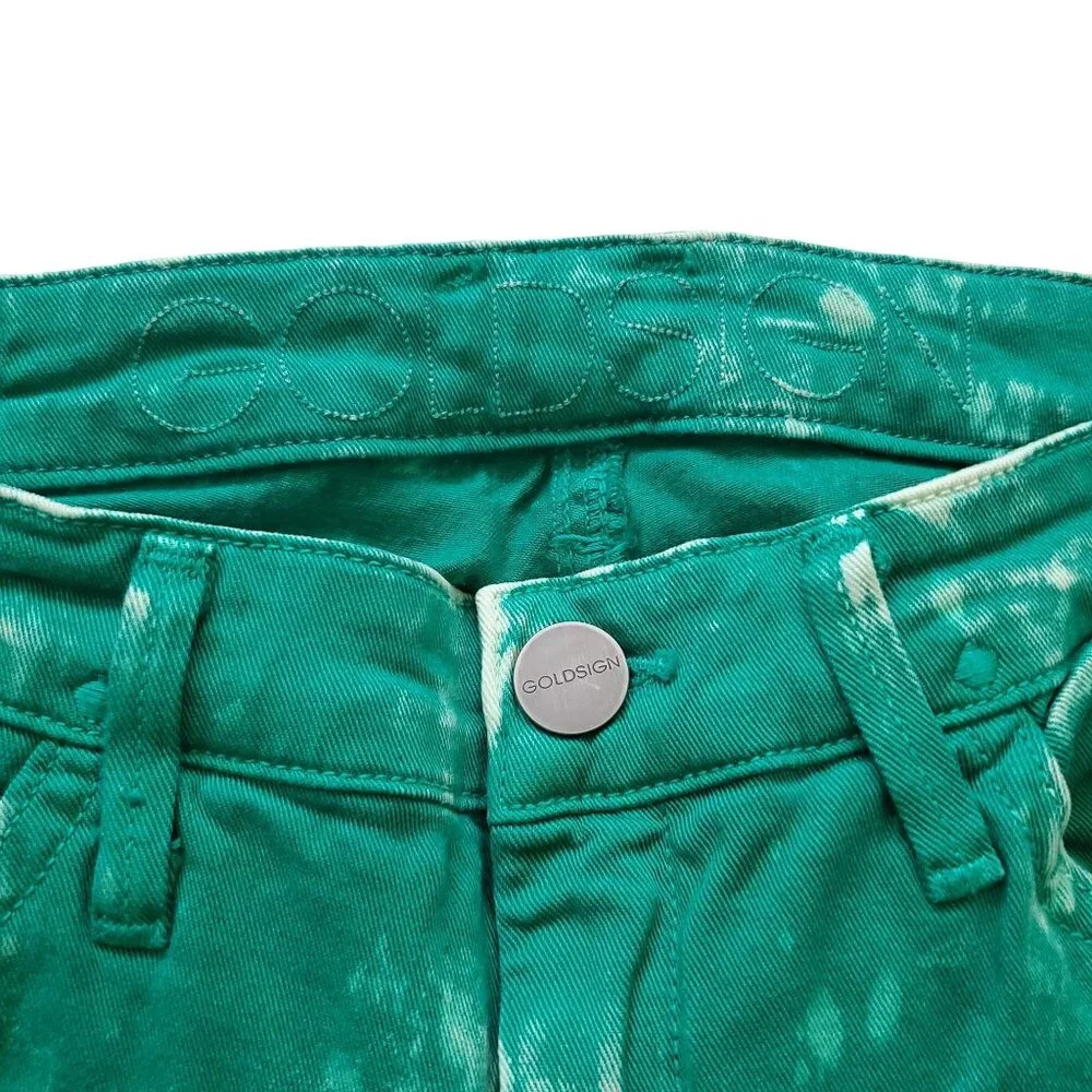 Goldsign Glam boyfriend ankle Bleached Green 5 pockets‎ denim Jeans Size 27 NWOT